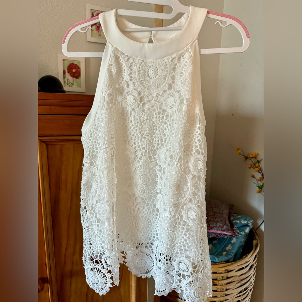 White Lace Blouse, large, unbranded